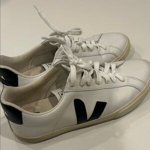 Veja White Sneakers with Black Detailing